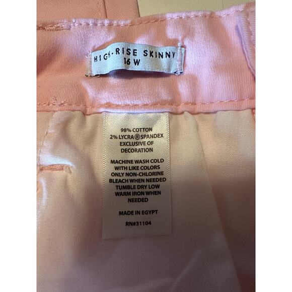 Crown And Ivy Jeans Women’s 16W Meadow Pink High Rise Skinny Denim Stretch - Picture 10 of 10